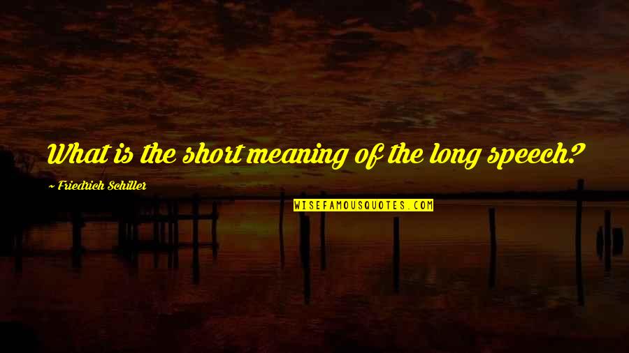 Short Speeches Quotes By Friedrich Schiller: What is the short meaning of the long Short Speeches Quotes By Friedrich Schiller: What is the short meaning of the long