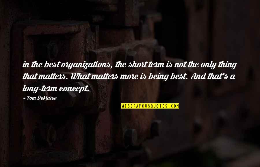 Short Term Quotes By Tom DeMarco: in the best organizations, the short term is