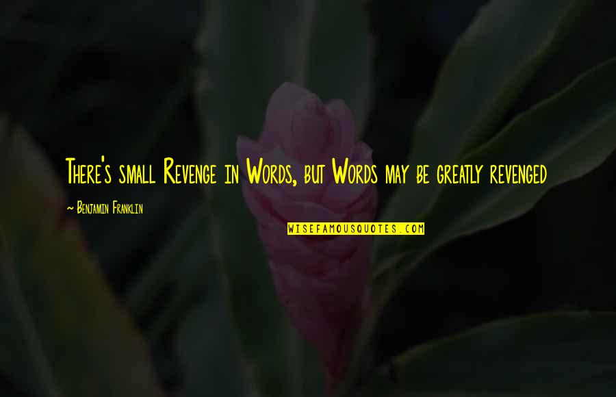 Short Term Sacrifice Quotes By Benjamin Franklin: There's small Revenge in Words, but Words may