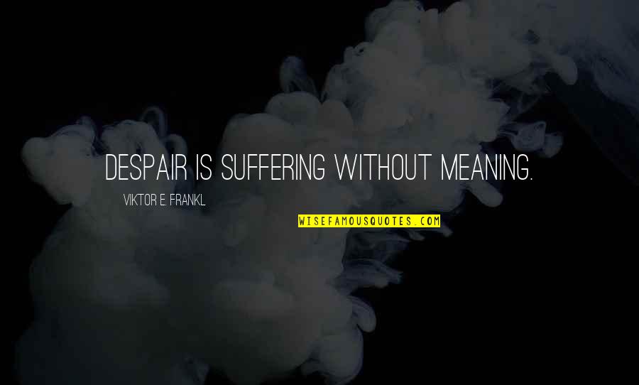 Short Veterinarian Quotes By Viktor E. Frankl: Despair is suffering without meaning.