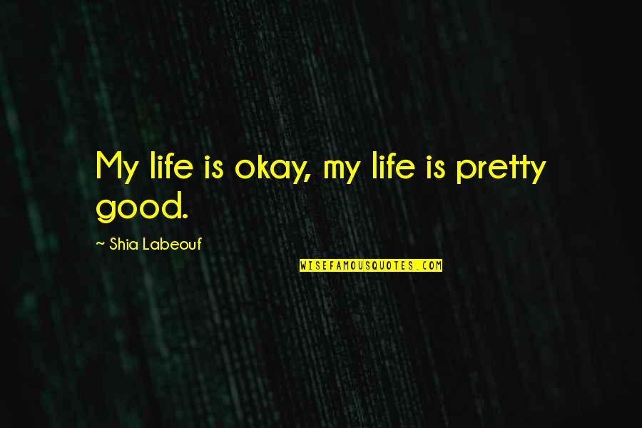 Short Womanhood Quotes By Shia Labeouf: My life is okay, my life is pretty