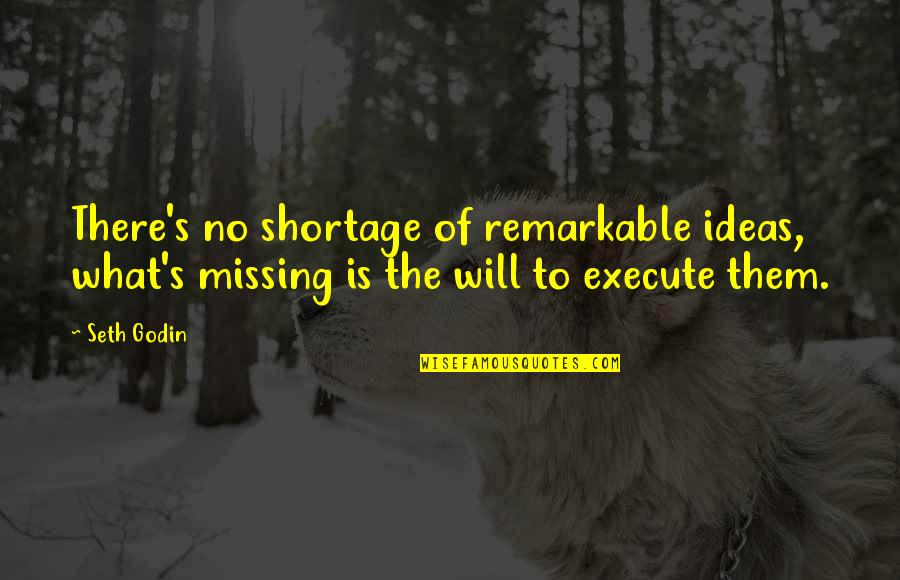 Shortage Quotes By Seth Godin: There's no shortage of remarkable ideas, what's missing