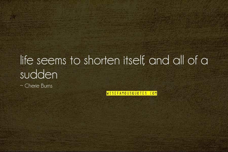Shorten Quotes By Cherie Burns: life seems to shorten itself, and all of Shorten Quotes By Cherie Burns: life seems to shorten itself, and all of