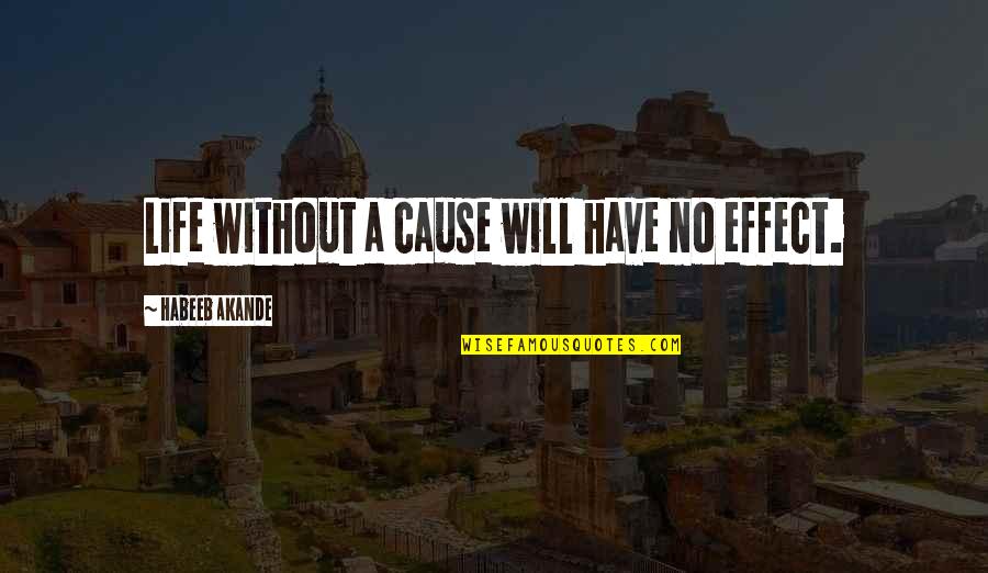 Shoshannah Quotes By Habeeb Akande: Life without a cause will have no effect. Shoshannah Quotes By Habeeb Akande: Life without a cause will have no effect.