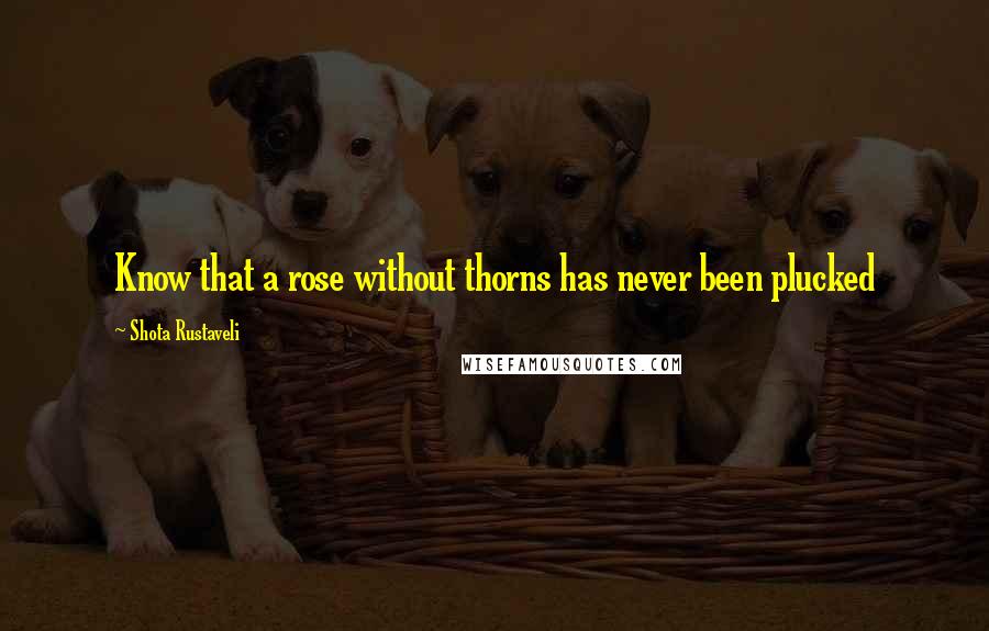 Shota Rustaveli quotes: Know that a rose without thorns has never been plucked