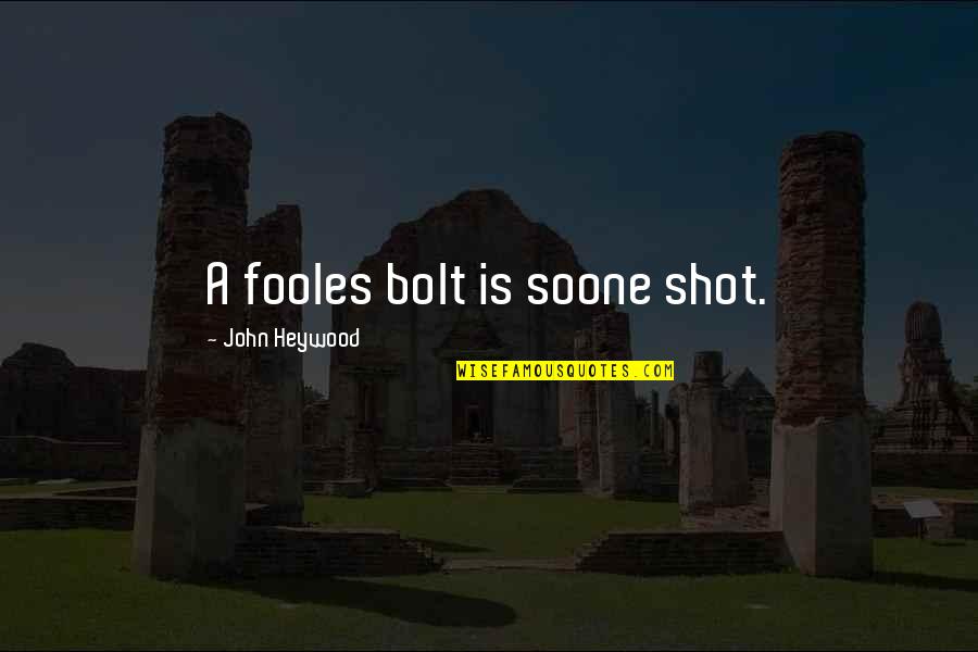 Shots Quotes By John Heywood: A fooles bolt is soone shot.