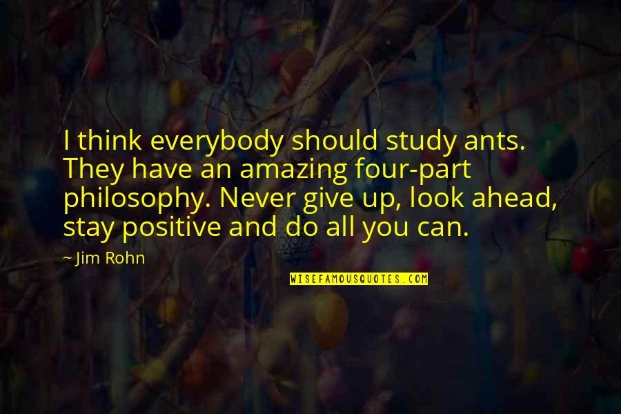 Should I Give Up Quotes By Jim Rohn: I think everybody should study ants. They have