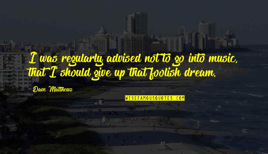 Should Not Give Up Quotes By Dave Matthews: I was regularly advised not to go into Should Not Give Up Quotes By Dave Matthews: I was regularly advised not to go into