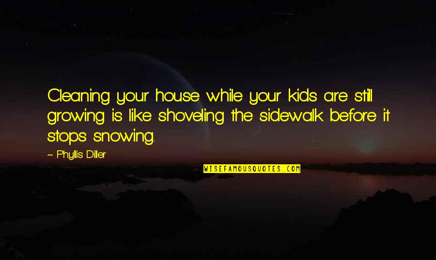Shoveling Quotes By Phyllis Diller: Cleaning your house while your kids are still