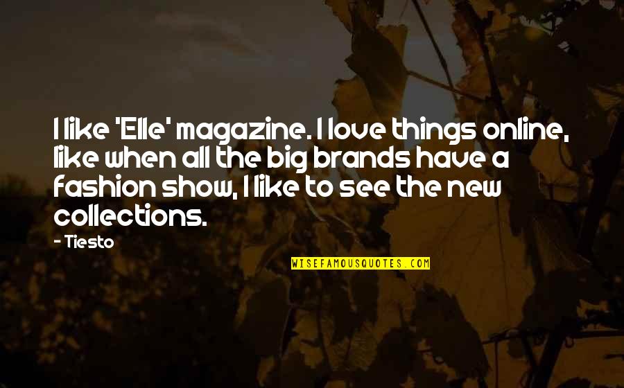 Show Love To All Quotes By Tiesto: I like 'Elle' magazine. I love things online,