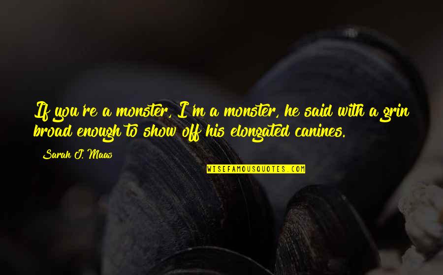 Show Off Quotes By Sarah J. Maas: If you're a monster, I'm a monster, he