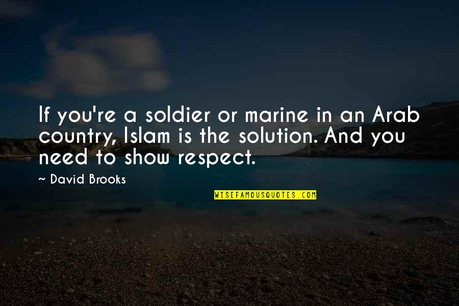 Show Respect Quotes By David Brooks: If you're a soldier or marine in an Show Respect Quotes By David Brooks: If you're a soldier or marine in an