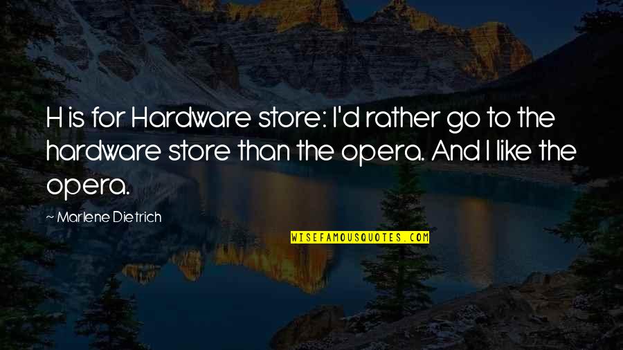 Showing Love To Everyone Quotes By Marlene Dietrich: H is for Hardware store: I'd rather go