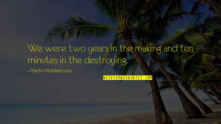 Shownearby Quotes By Martin Middlebrook: We were two years in the making and Shownearby Quotes By Martin Middlebrook: We were two years in the making and