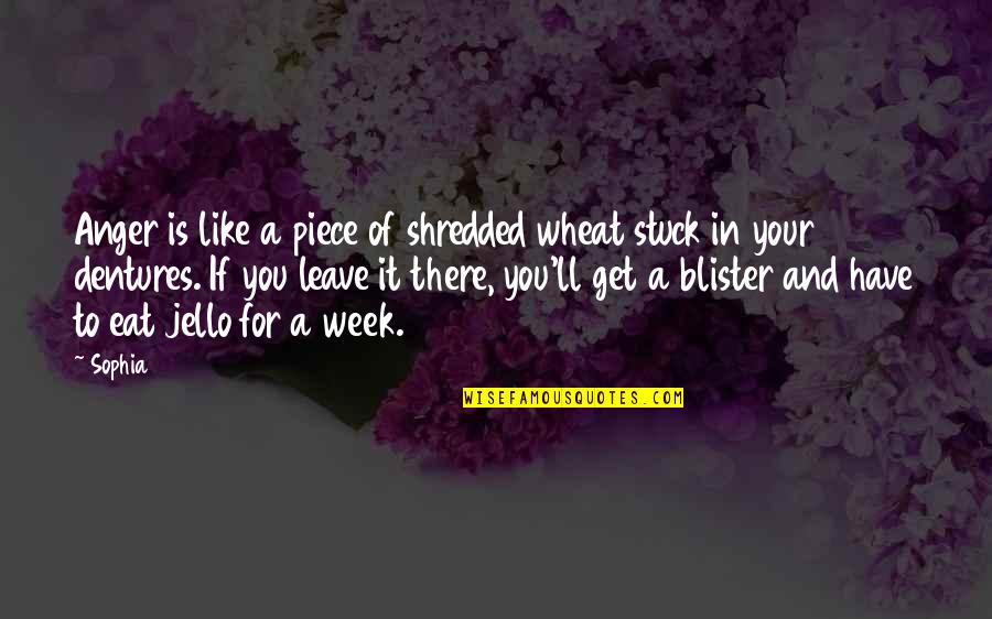 Shredded Wheat Quotes By Sophia: Anger is like a piece of shredded wheat