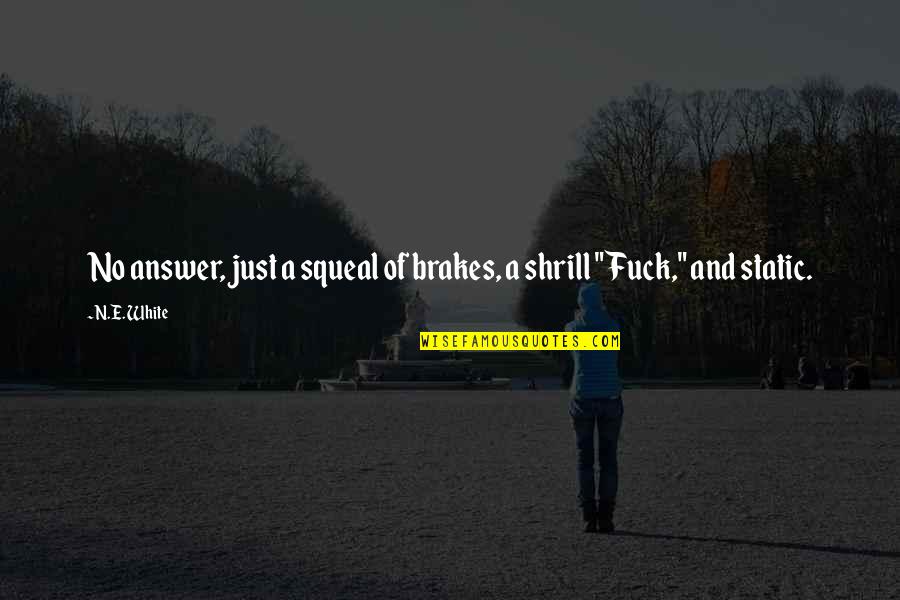 Shrill Quotes By N.E. White: No answer, just a squeal of brakes, a
