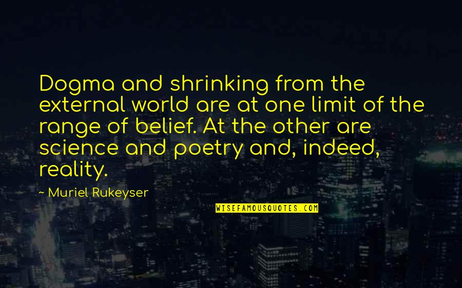 Shrinking Quotes By Muriel Rukeyser: Dogma and shrinking from the external world are