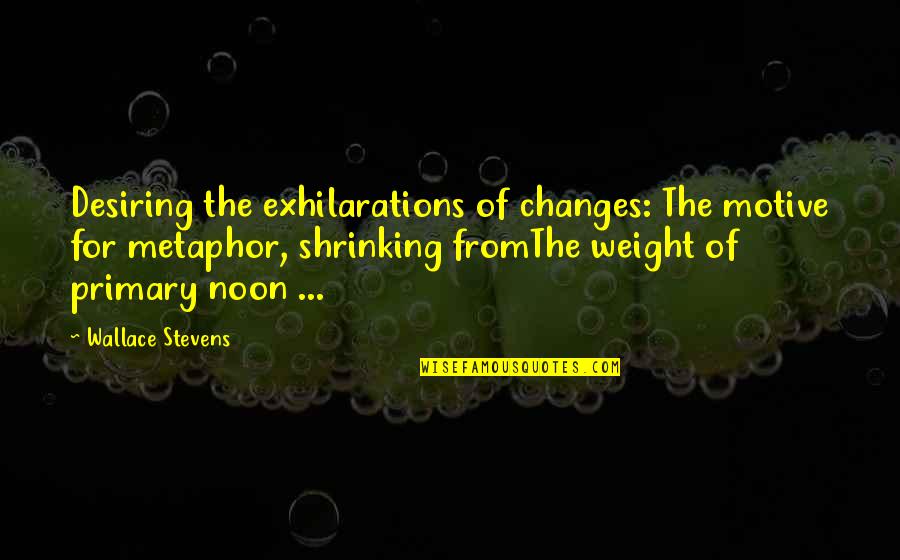 Shrinking Quotes By Wallace Stevens: Desiring the exhilarations of changes: The motive for