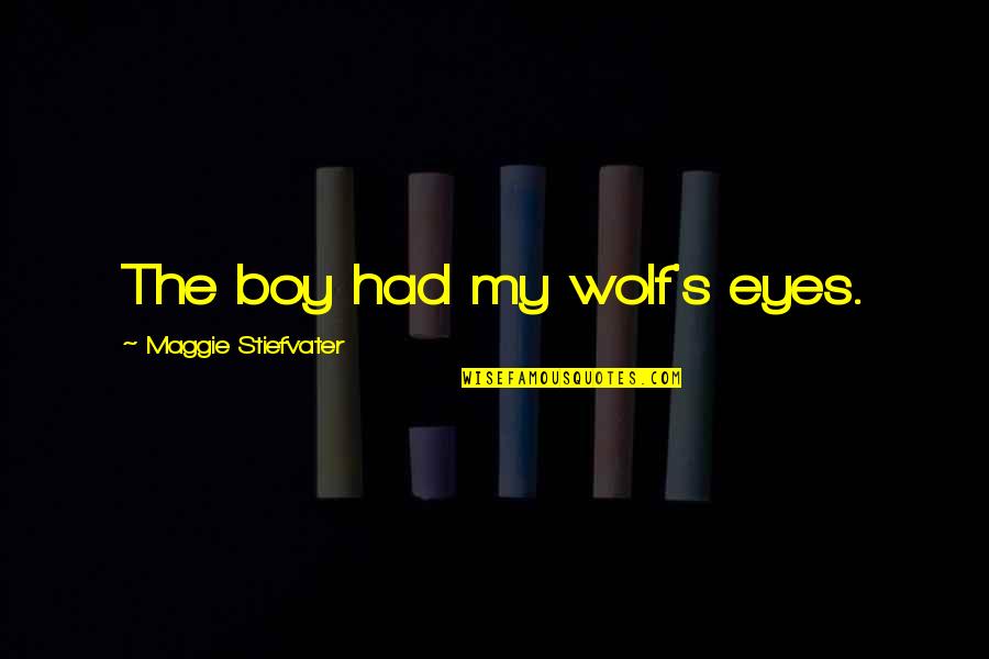 Shtul Tetove Quotes By Maggie Stiefvater: The boy had my wolf's eyes.