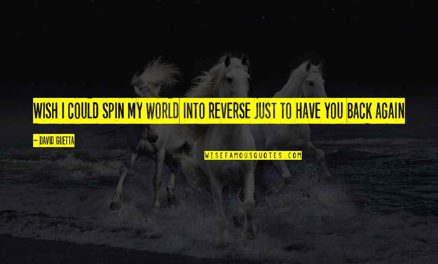 Shuang Gou Quotes By David Guetta: Wish I could spin my world into reverse