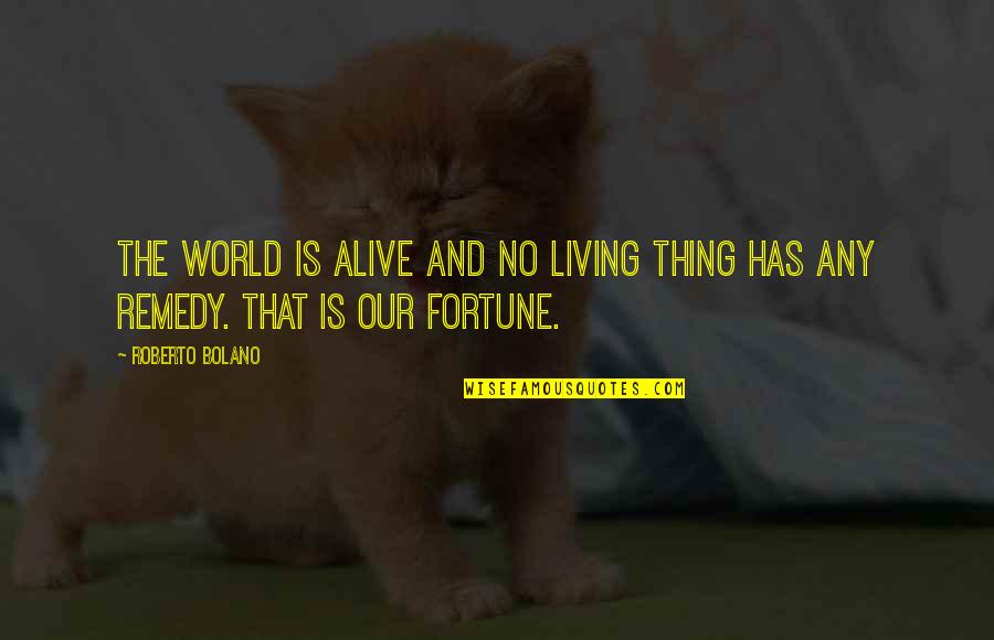 Shucksmith Quotes By Roberto Bolano: The world is alive and no living thing