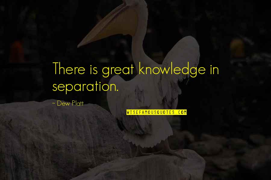 Shuddha Upayog Quotes By Dew Platt: There is great knowledge in separation.