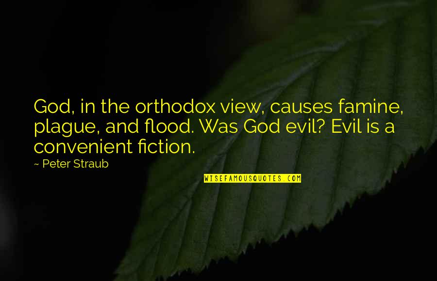 Shujat Quotes By Peter Straub: God, in the orthodox view, causes famine, plague,