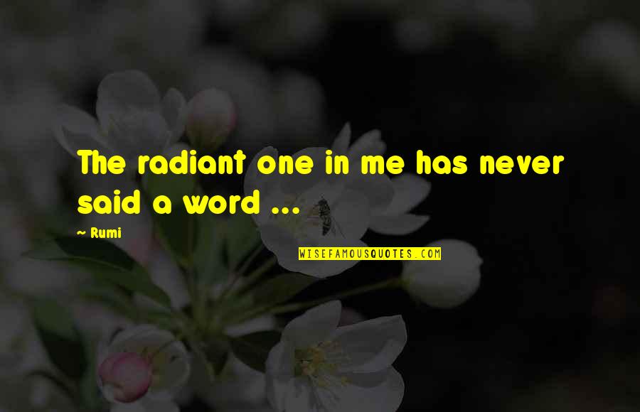 Shunned Feeling Quotes By Rumi: The radiant one in me has never said