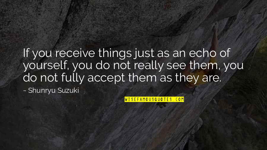 Shunryu Suzuki Quotes By Shunryu Suzuki: If you receive things just as an echo Shunryu Suzuki Quotes By Shunryu Suzuki: If you receive things just as an echo