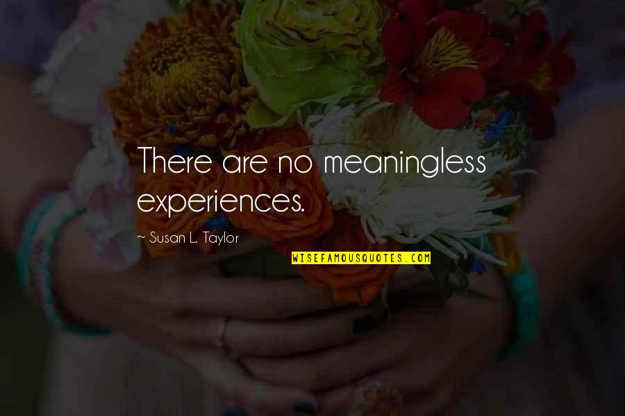 Shushes Antonym Quotes By Susan L. Taylor: There are no meaningless experiences.