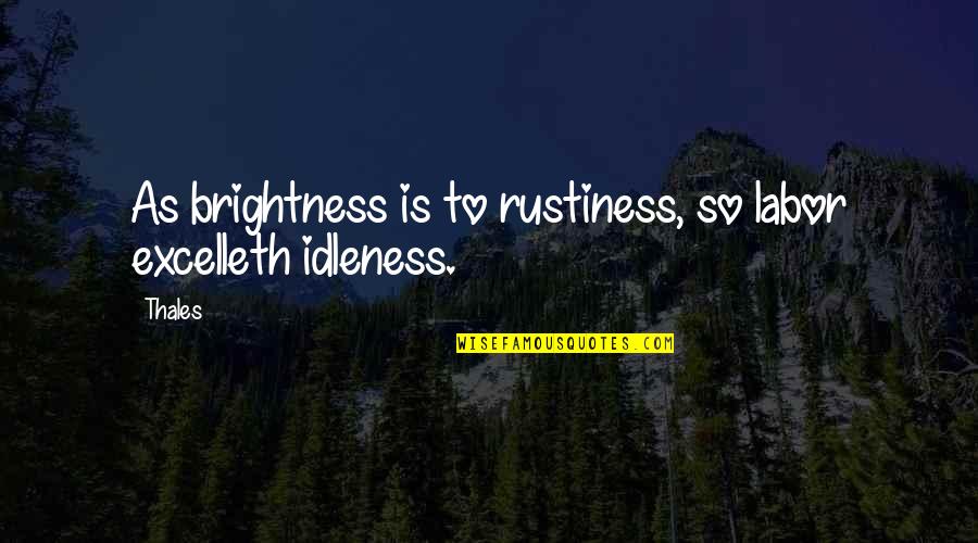 Shushunjat Quotes By Thales: As brightness is to rustiness, so labor excelleth