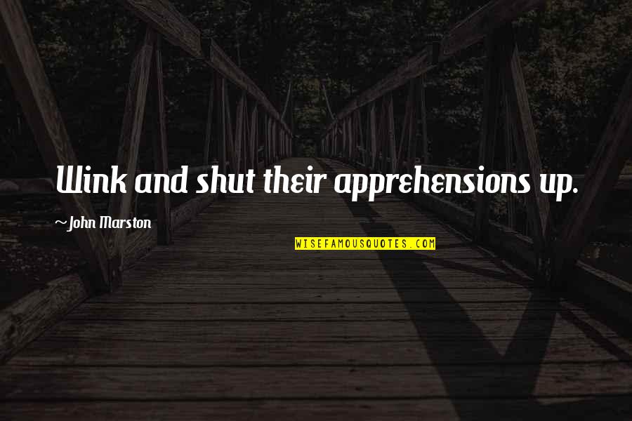 Shut Up And Quotes By John Marston: Wink and shut their apprehensions up.