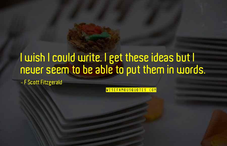 Shuttle Badminton Quotes By F Scott Fitzgerald: I wish I could write. I get these