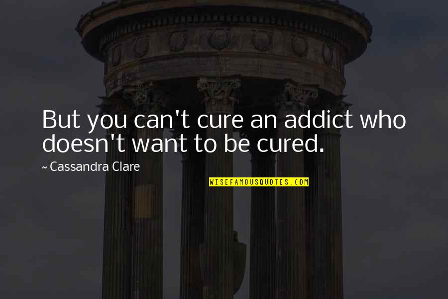 Shy Type Quotes By Cassandra Clare: But you can't cure an addict who doesn't