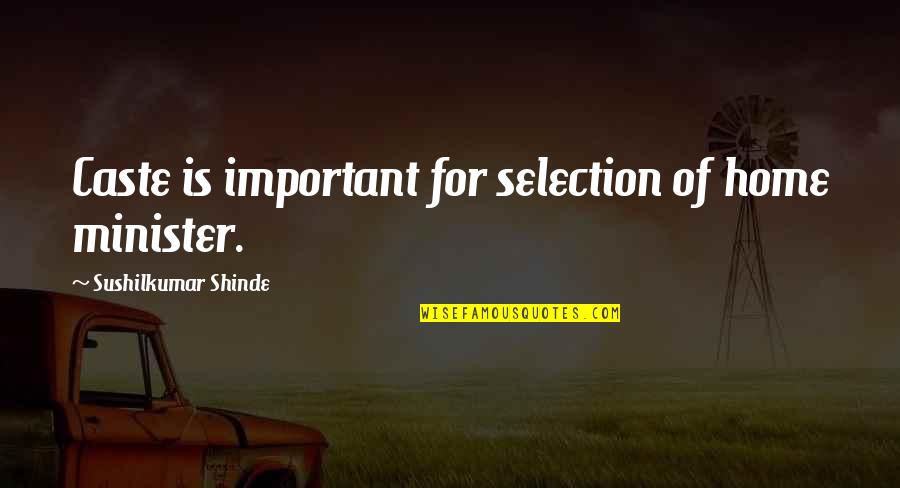 Shyrelle Wesley Quotes By Sushilkumar Shinde: Caste is important for selection of home minister.