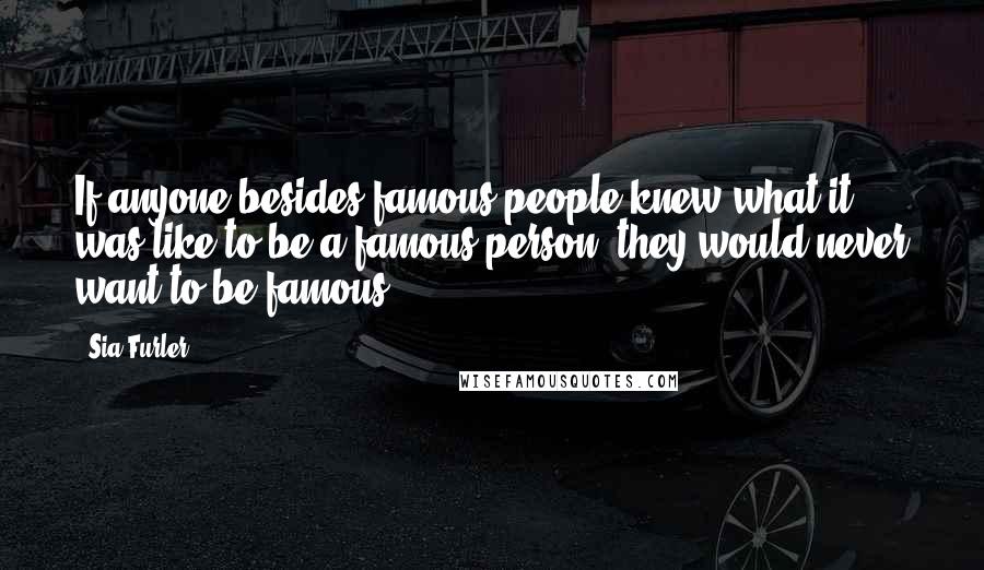 Sia Furler quotes: If anyone besides famous people knew what it was like to be a famous person, they would never want to be famous.