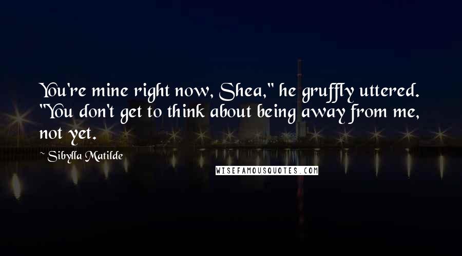 Sibylla Matilde quotes: You're mine right now, Shea," he gruffly uttered. "You don't get to think about being away from me, not yet.