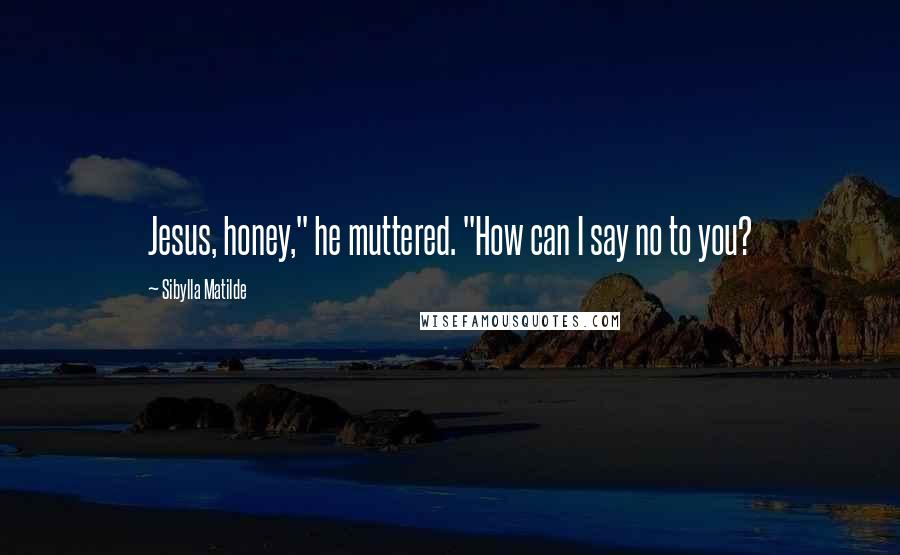 Sibylla Matilde quotes: Jesus, honey," he muttered. "How can I say no to you?