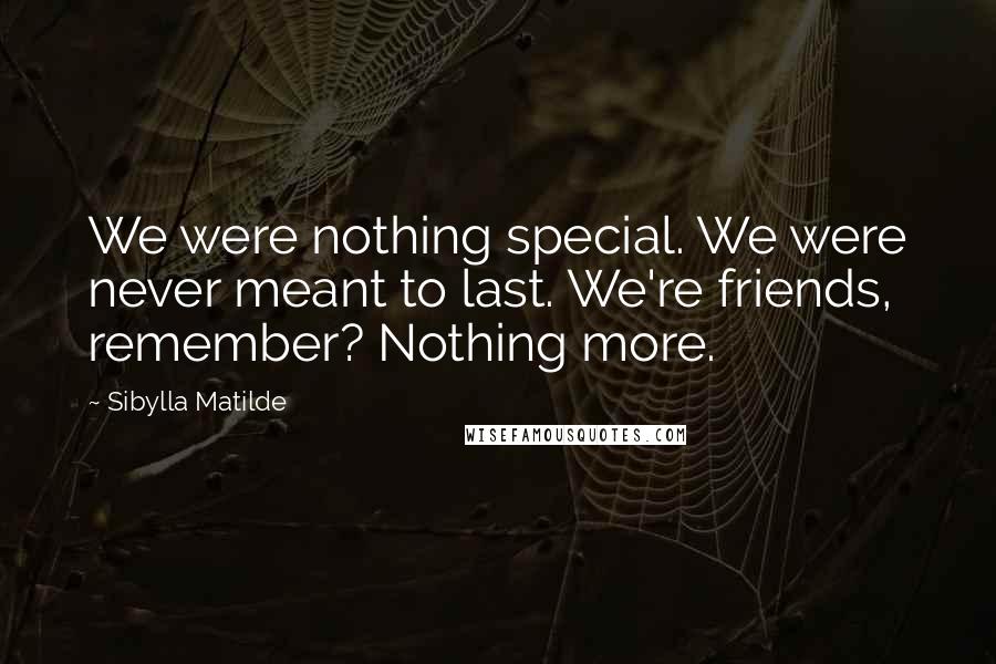 Sibylla Matilde quotes: We were nothing special. We were never meant to last. We're friends, remember? Nothing more.