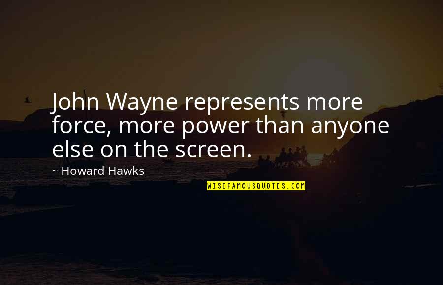 Sick Perverted Quotes By Howard Hawks: John Wayne represents more force, more power than