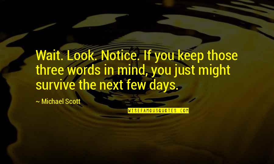 Siddhant Chaturvedi Quotes By Michael Scott: Wait. Look. Notice. If you keep those three