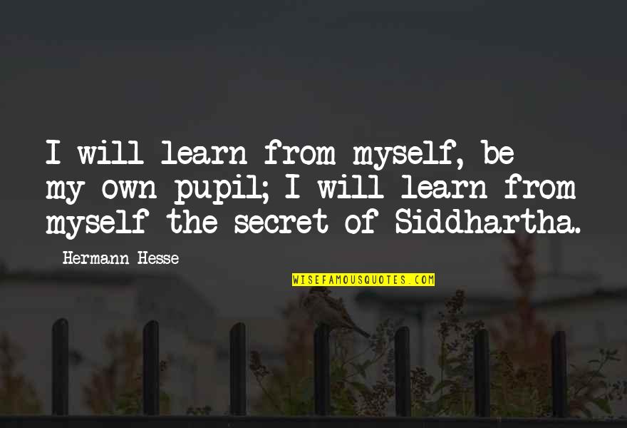 Siddhartha Hermann Hesse Quotes By Hermann Hesse: I will learn from myself, be my own