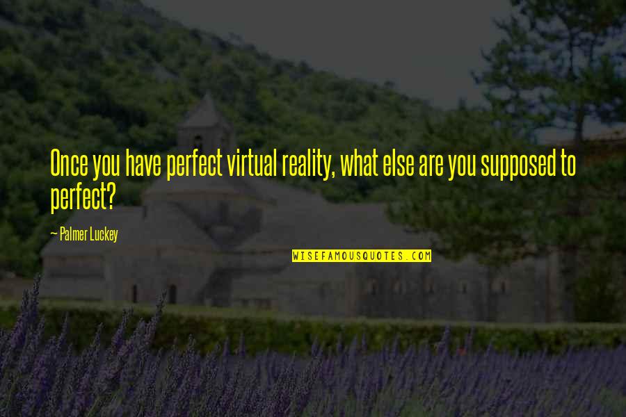 Siddique Jan Quotes By Palmer Luckey: Once you have perfect virtual reality, what else