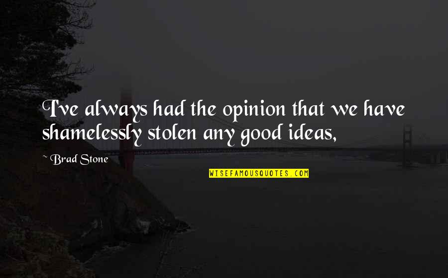 Side Street Quotes By Brad Stone: I've always had the opinion that we have