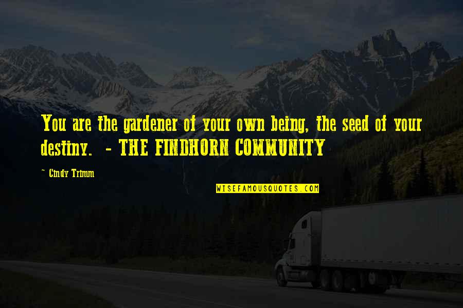 Sidebar Quotes By Cindy Trimm: You are the gardener of your own being,