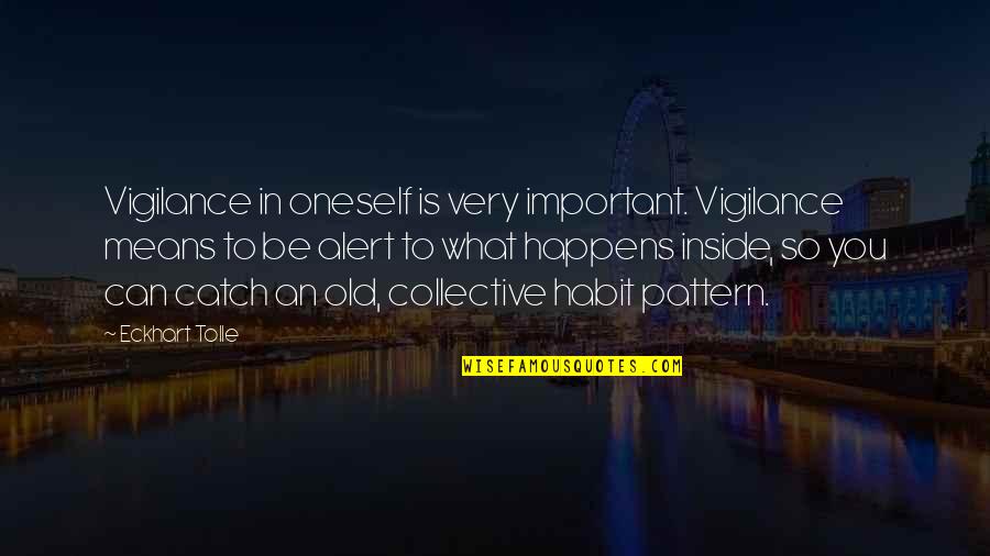 Sideline Chick Quotes By Eckhart Tolle: Vigilance in oneself is very important. Vigilance means