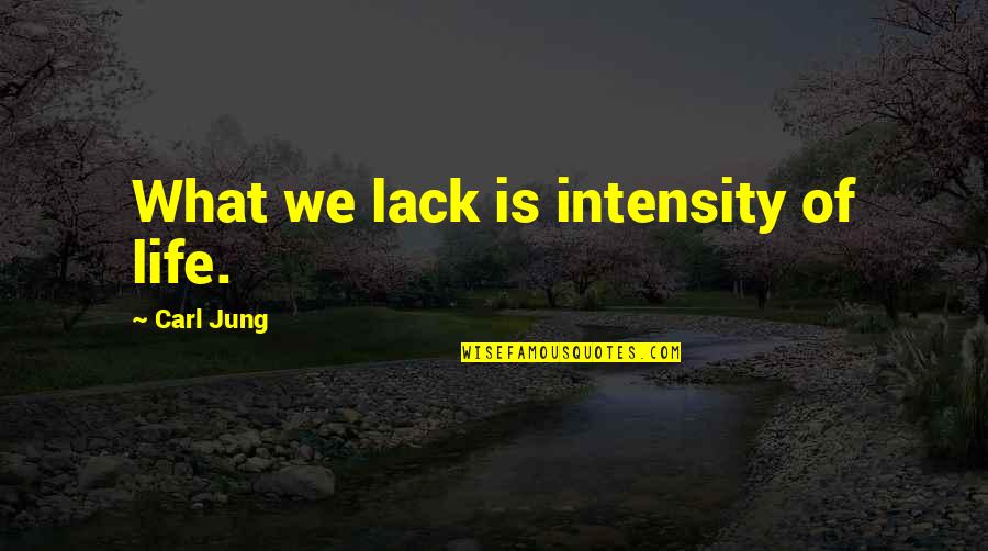 Sides And Ferkovich Quotes By Carl Jung: What we lack is intensity of life.