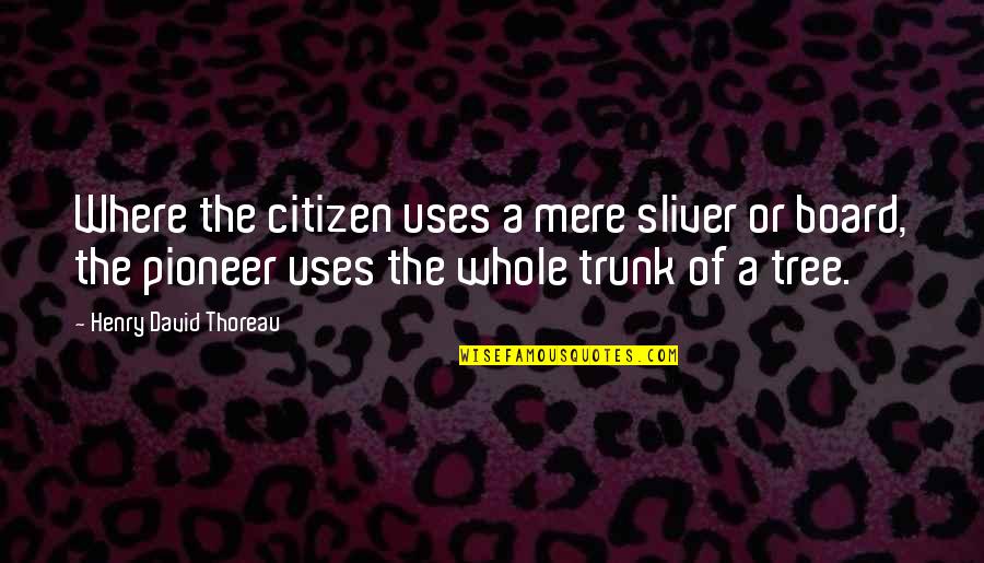 Sideshows Bay Quotes By Henry David Thoreau: Where the citizen uses a mere sliver or Sideshows Bay Quotes By Henry David Thoreau: Where the citizen uses a mere sliver or