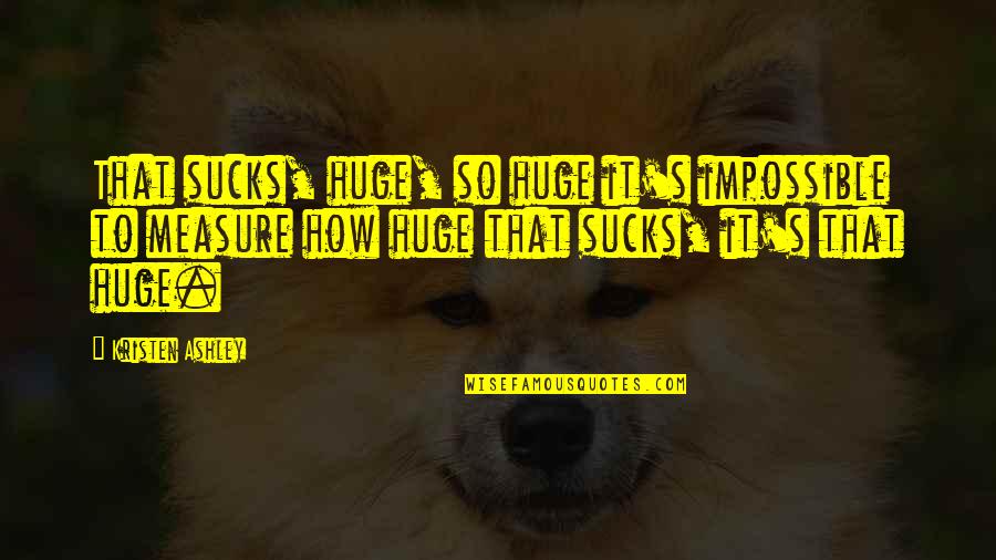 Sidestep Adventures Quotes By Kristen Ashley: That sucks, huge, so huge it's impossible to