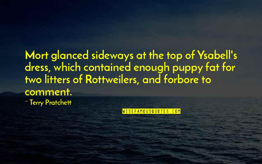 Sideways Quotes By Terry Pratchett: Mort glanced sideways at the top of Ysabell's Sideways Quotes By Terry Pratchett: Mort glanced sideways at the top of Ysabell's